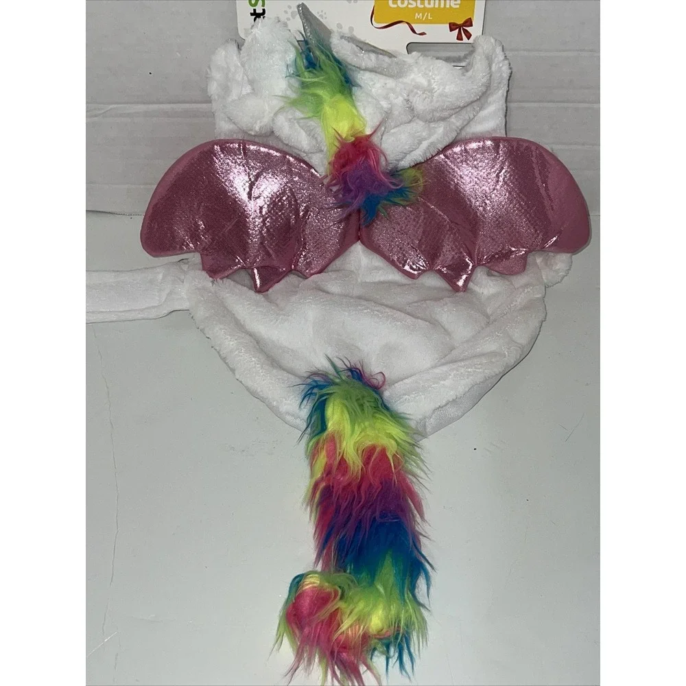 Pet Shoppe Unicorn Dog Costume White Pink Wings Rainbow Mane ML WIC 646220